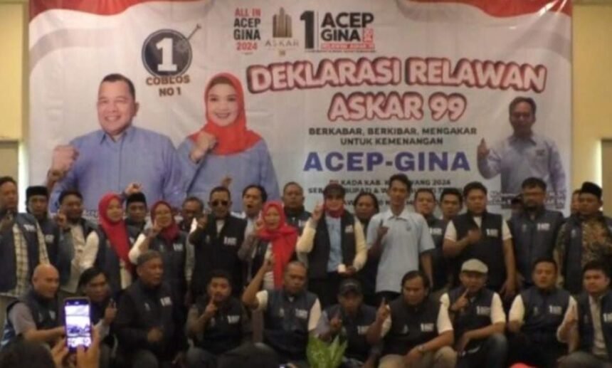 Deklarasi Relawan Askar 99 di Hotel Akshaya Karawang mantapkan dukungan untuk Acep Jamhuri dan Gina Fadlia Swara.