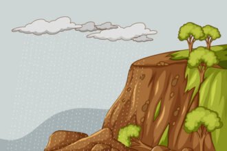 Ilustrasi longsor di jalan nasional Bagbagan - Kiara Dua.