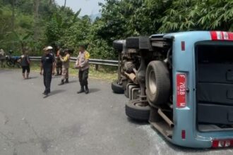 Elf Dinas Kecelakaan di Cikidang, Sukabumi