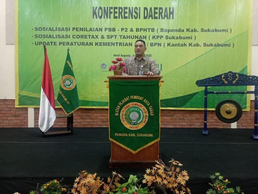 Kepala Badan Pendapatan Daerah (Bapenda) Kabupaten Sukabumi, Herdy Somantri, resmi membuka Konferensi Daerah Ikatan Pejabat Pembuat Akta Tanah (IPPAT) Kabupaten Sukabumi pada Selasa (4/2/2025).