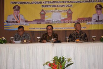 Sekretaris Daerah (Sekda) Kabupaten Sukabumi, Ade Suryaman, memimpin acara Sosialisasi dan Evaluasi Penyusunan LKPJ Bupati Sukabumi Tahun 2024