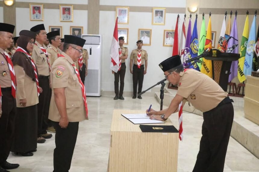 Kwartir Cabang Gerakan Pramuka Kabupaten Sukabumi menggelar Rapat Kerja Cabang (Rakercab) di Aula Sekretariat Daerah Palabuhanratu, Kamis, 12 Februari 2025.