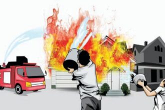 Ilustrasi rumah kebakaran