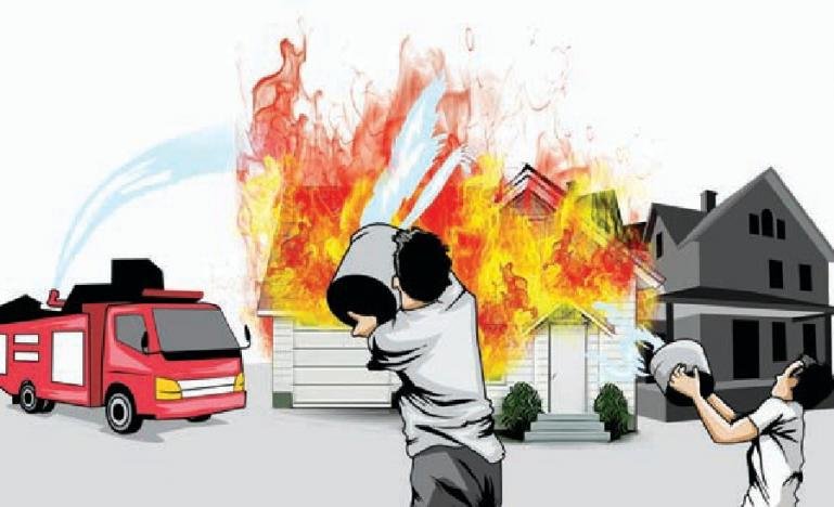 Ilustrasi rumah kebakaran
