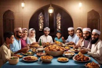 Ilustrasi keluarga berbuka puasa