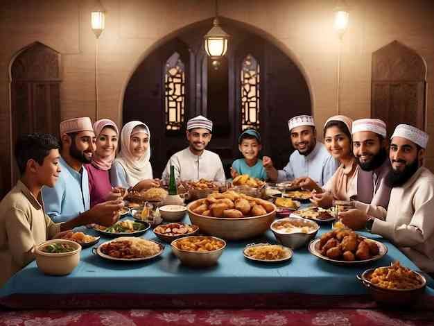 Ilustrasi keluarga berbuka puasa