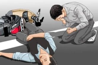 Ilustrasi kecelakaan bermotor roda dua