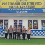 Kapolres Sukabumi AKBP Dr. Saiman mengecek kesiapan pengamanan arus mudik Lebaran 1446 Hijriah/2025 di Pos Terpadu Exit Tol Bocimi Seksi 3 Sundawenang