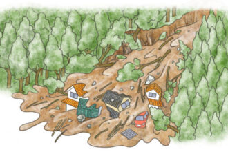 Ilustrasi Longsor di sungai Cibeber