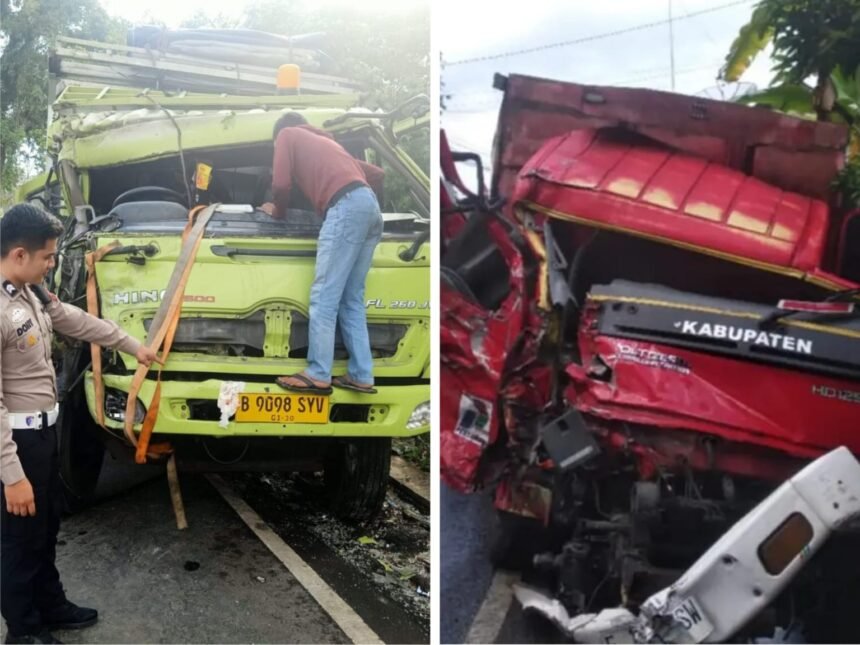IMG 20250921 WA0001 Dua Truk Adu Banteng di Sukabumi, Jalan Macet Total