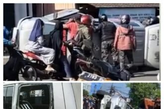 IMG 20251001 WA0004 Ambulans Desa Selajambe Terbalik di Jalan Raya Cibolang, Diduga Hindari Motor