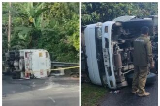 IMG 20251027 WA0012 Truk Tangki Terguling di Tikungan Tanjakan Leter S Cikidang Sukabumi