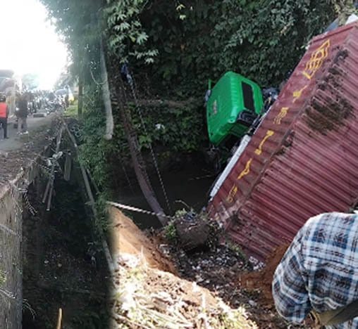IMG 20251126 WA0007 Truk Kontainer Terjun dari Jembatan Tugu Macan di Sukalarang, Sopir Selamat