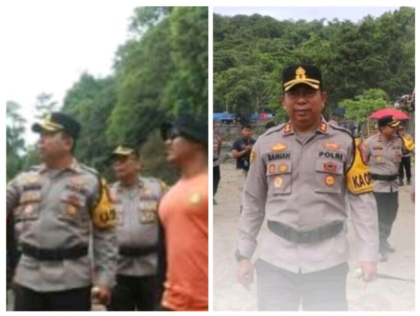 Kapolres Sukabumi AKBP Samiam melarang wisatawan berenang di area terlarang di pantai pelabuhanratu. (Prima Arno/Telusurbisnis)