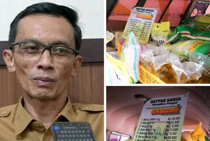 Program Sabumi Pemkab Sukabumi operasi pasar murah Ramadan. Tampak Kabag Perekonomian Setda Kabupaten Sukabumi Yana Chefiana (kiri). (Prima Arno/Telusurbisnis)