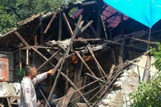 Rumah rusak akibat gempa 4,2 magnitudo di Kabupaten Sukabumi. (Prima Arno/Telusurbisnis)