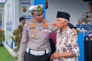 Kasatlantas Polres Sukabumi AKP Abdurrohman Hidayat mengingatkan bahaya jalan rawan longsor kepada pemudik. (Prima Arno Meidiandi/Telusurbisnis)