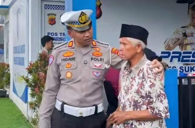Kasatlantas Polres Sukabumi AKP Abdurrohman Hidayat mengingatkan bahaya jalan rawan longsor kepada pemudik. (Prima Arno Meidiandi/Telusurbisnis)