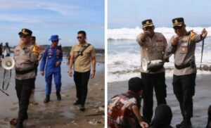 Kapolres Sukabumi AKBP Samian imbau wisatawan Pantai Pelabuhanratu patuhi zona berbahaya pantai. (Prima Meidiandi/Telusurbisnis)