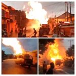 Terjadi peristiwa kebakaran yang sangat hebat menimpa sebuah truk bermuatan tabung gas LPG di Kampung Cibarengkok