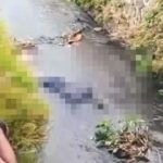 Posisi korban saat ditemukan dalam kondisi telungkup di aliran sungai sedalam satu meter. (Prima Meidiandi/Telusurbisnis)