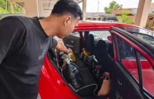 Polisi berhasil menciduk tersangka penimbun BBM Bersubsidi jenis pertalite. (Dok Polres)