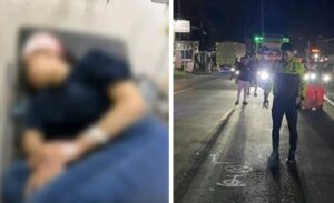 Petugas di lokasi kecelakaan (kanan) dan korban seorang wanita pengendara motor. (Ist)