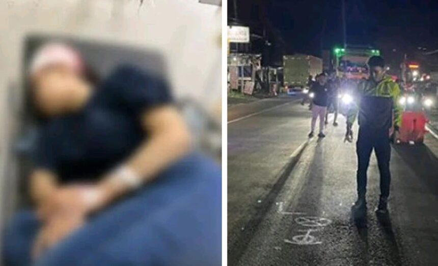 Kecelakaan di Jalur Sukabumi–Bogor Korbannya Wanita Pengendara Motor 1 Petugas di lokasi kecelakaan (kanan) dan korban seorang wanita pengendara motor. (Ist)