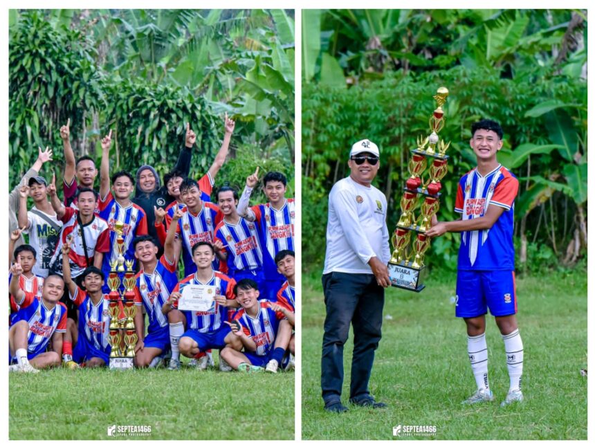 penyerahan piala Fun Football Antar Club Sepak Bola Digelar di Lapangan Wangunjaya Ciambar Sukabumi
