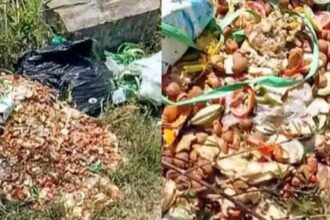 Limbah makanan diduga produk Makan Bergizi Gratis (MBG) berserakan di wilayah Kecamatan Cisaat Kabupaten Sukabumi. (Prima Meidiandi/Telusurbisnis)