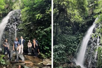 Curug Tangga destinasi wisata baru di Kampung Naimin Goalpara Desa Cisarua Kecamatan Sukaraja Kabupaten Sukabumi, yang mulai dilirik wisatawan lokal. (Prima Meidiandi/Telusurbisnis)