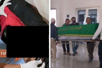 Korban pengeyokan brutal yang tewas ditusuk sajam sesaat akan disalatkan. (Prima Meidiandi/Telusurbisnis)